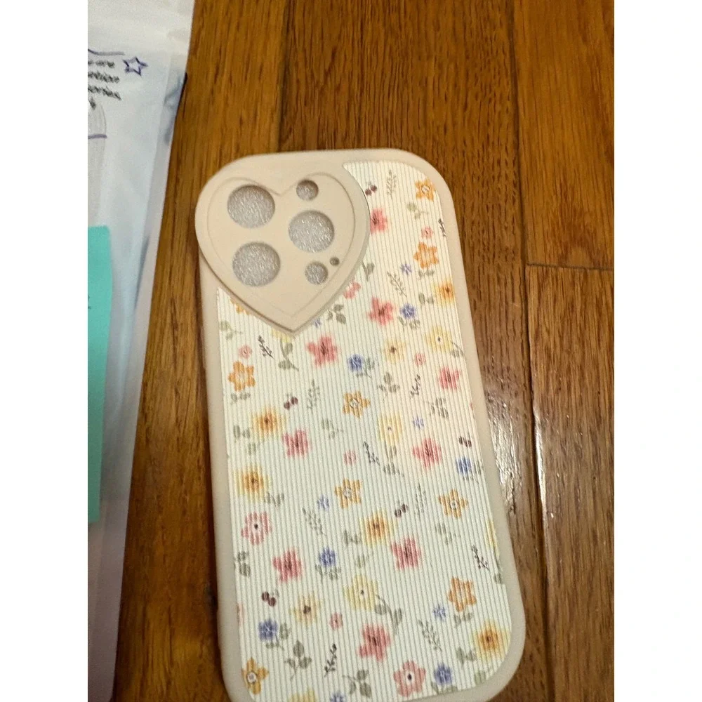 iPhone 13 Pro Max Case Floral Cute Heart Camera Protection Cover‎